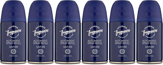 6 x 250ml Bundle | Designer Fragrances | Auto Spray Refill | Savore