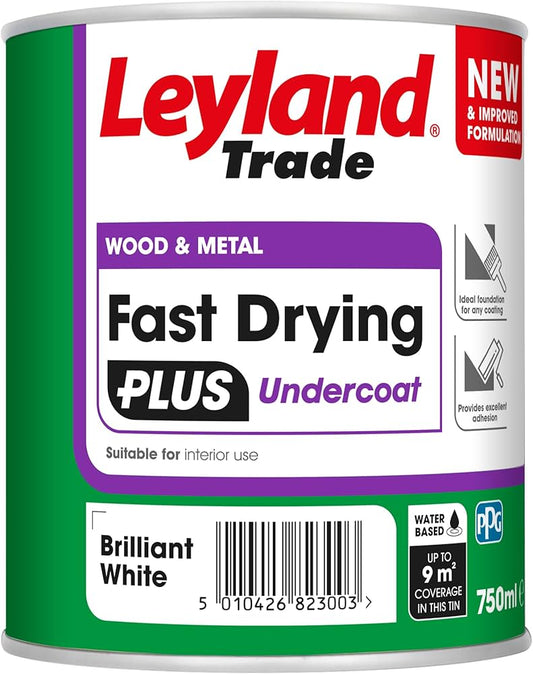 Leyland Trade|Wood&Metal Fast Dry + Undercoat|Brilliant White 750ml