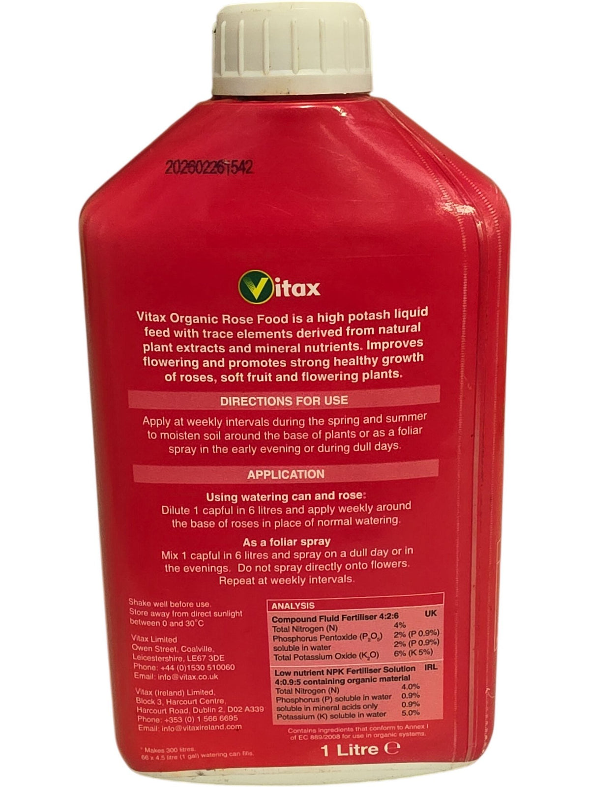 Vitax | Organic Rose Food | 1 Litre
