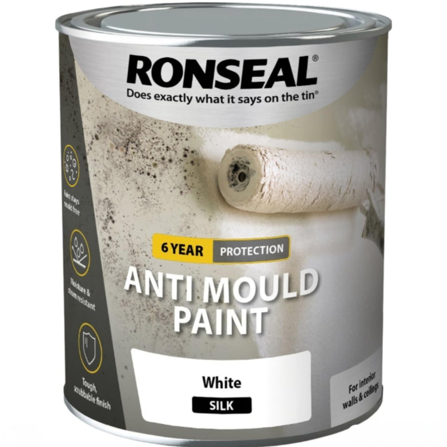 Ronseal| Anti Mould Paint| White Silk| 750ml