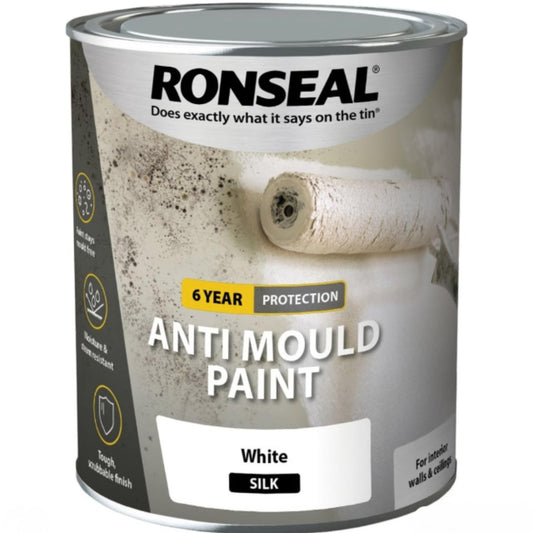 Ronseal| Anti Mould Paint| White Silk| 750ml
