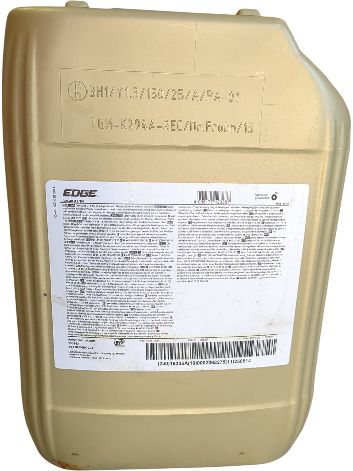 COLLECTION ONLY Castrol | EDGE Synthetic Motor Oil | 0W-40 | 20L