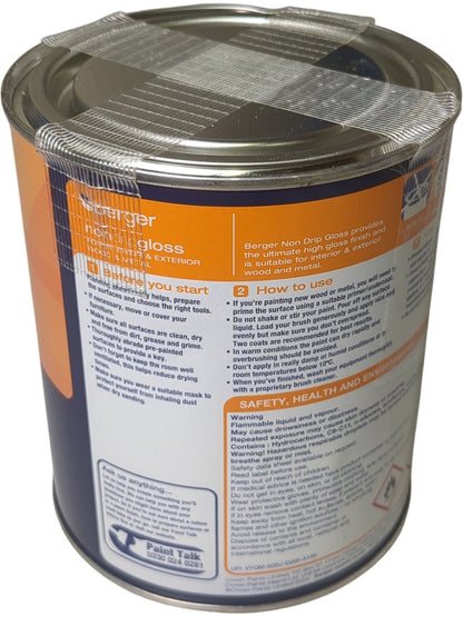 Berger | Non Drip Gloss Paint | Squirrel Grey | 750ml