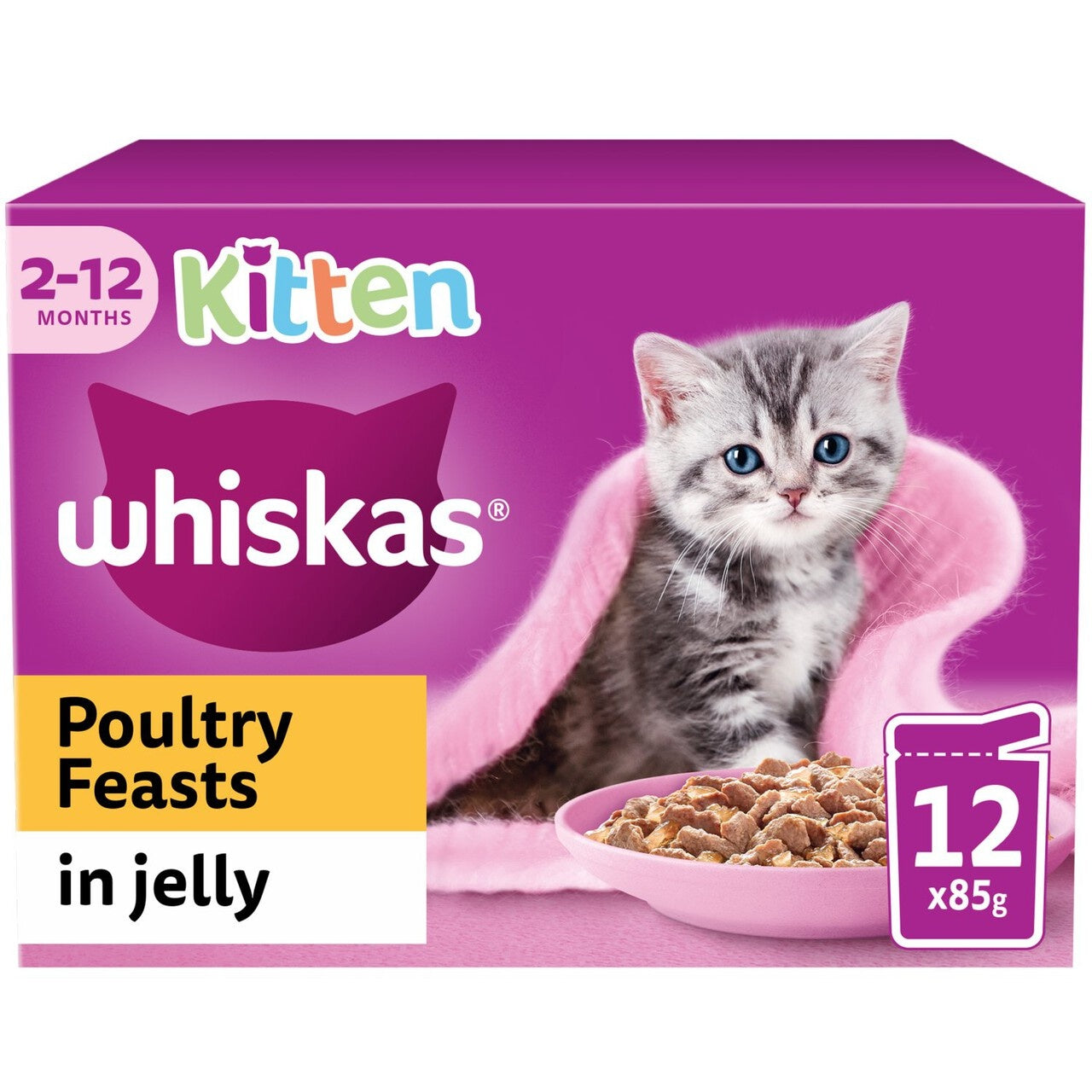 Whiskas Pch 2-12m Kit Pltry Jel 12x85g