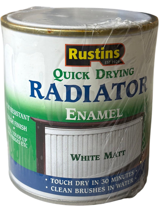 Rustins Quick Drying Radiator Enamel White Matt 500ml
