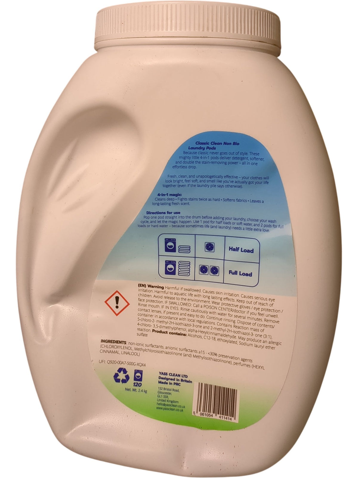 Yass Clean | 4 in 1 Laundry Pods | Classic Clean | Non Bio | 2.4KG