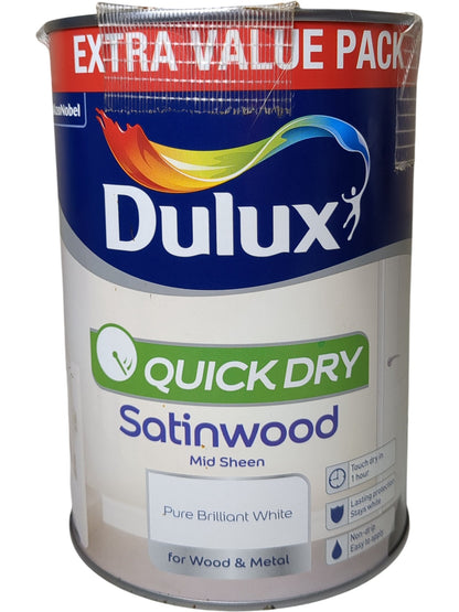 Dulux | Quick Dry Satinwood | Pure Brilliant White | 1.25L