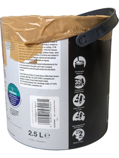 Crown | Easy Clean Bathroom Paint | Midnight Navy | 2.5L