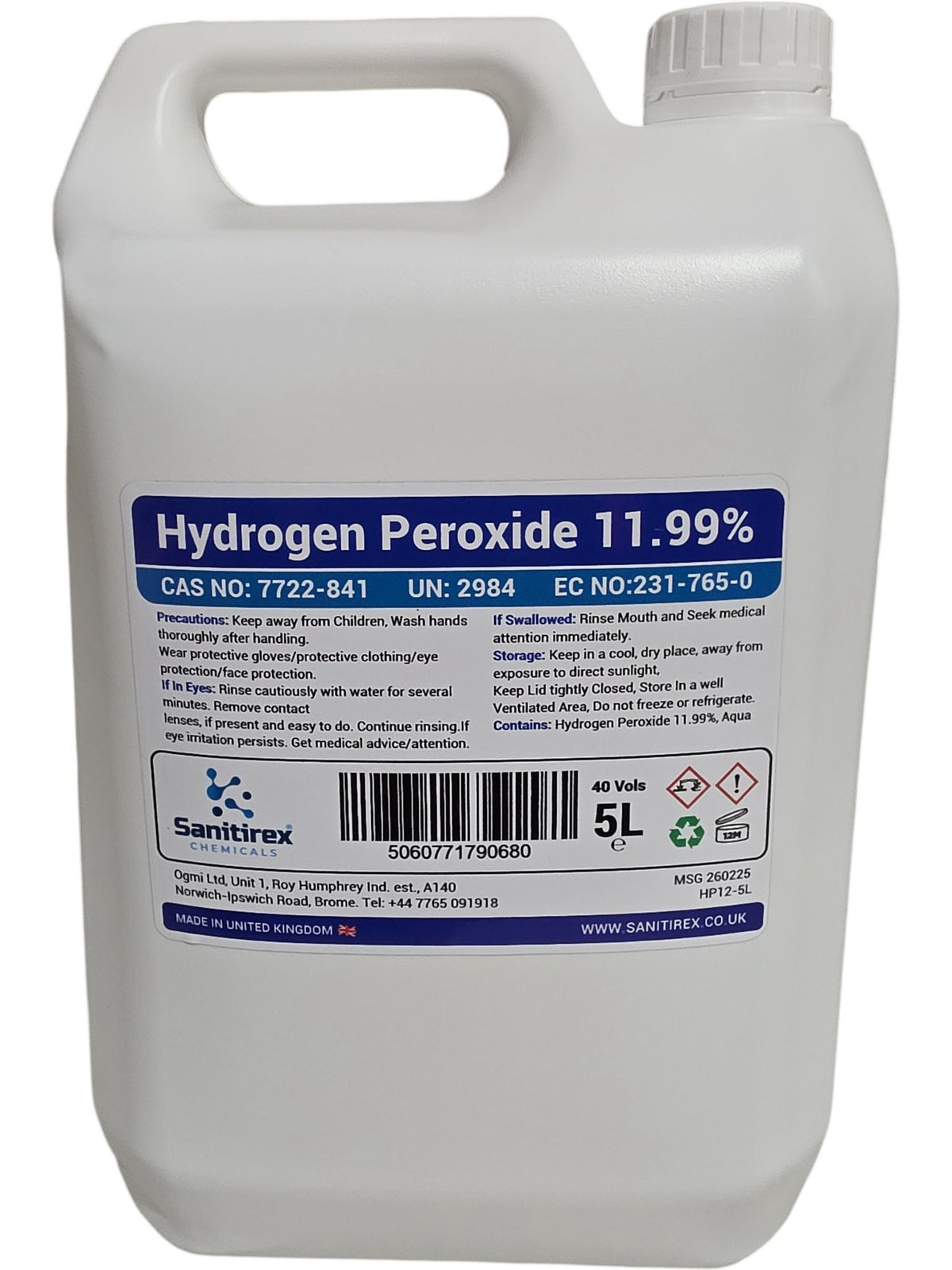Sanitrex | Hydrogen Peroxide | 11.99% | 5L