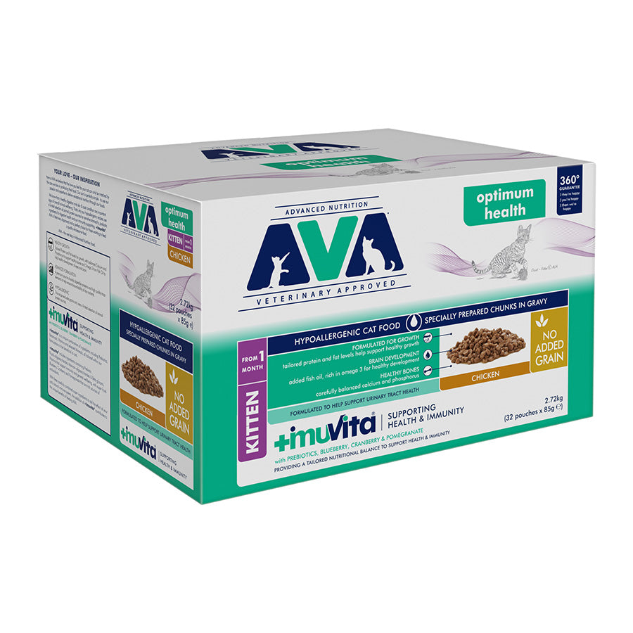 AVA Optimum Health Wet Kitten Cat Food Chicken 32x85g