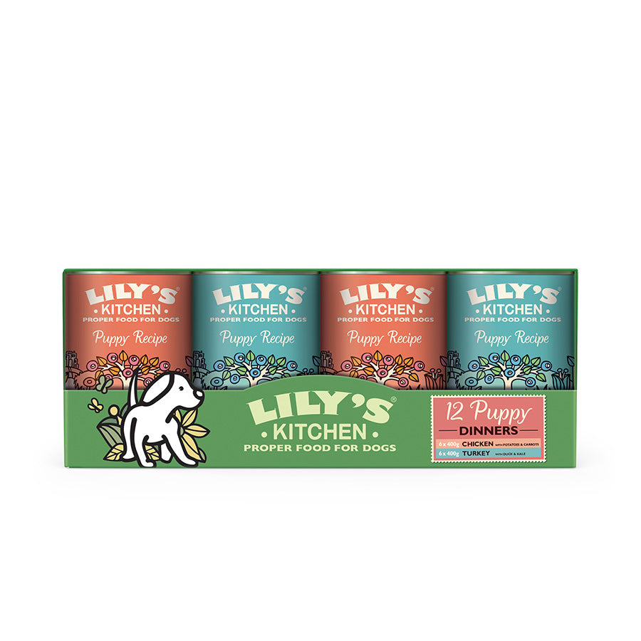 Liliy's Kitchen - 12 Puppy Dinners 6 x 400g Chicken, 6 x 400g Turkey