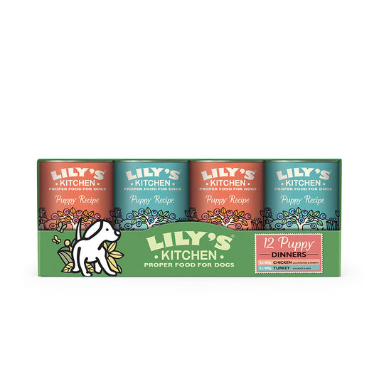 Liliy's Kitchen - 12 Puppy Dinners 6 x 400g Chicken, 6 x 400g Turkey