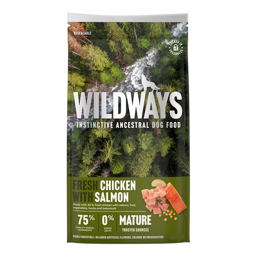 Wildways Dry Senior Dog Food Fresh Chicken with Salmon & Vegetables - 12Kg