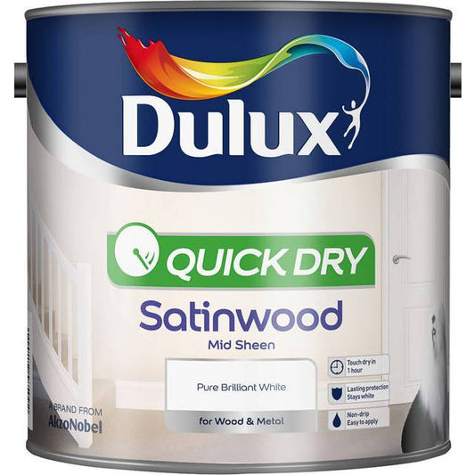 Dulux| Quick Dry Satinwood| Mid Sheen|Pure Brilliant White|2.5L