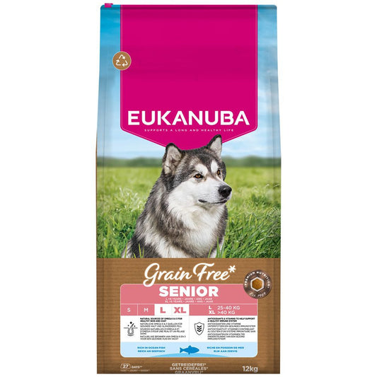 Eukanuba Dry Dog Food Grain Free Large and XL Senior Ocean Fish 12kg