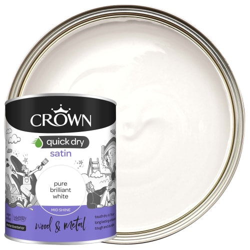 Crown| Quick Dry Satin| Pure Brilliant White|Wood/Metal|750ml