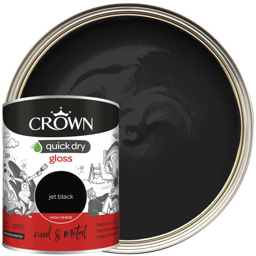 Crown| Quick Dry Gloss| High Shine Jet Black| Wood/Metal| 750ml