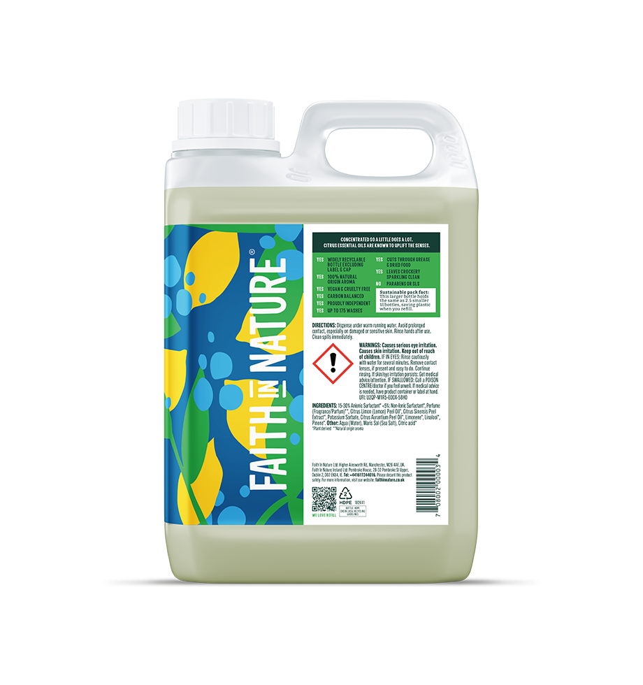 Faith In Nature| Washing up Liquid Refill Bottle| 2.5L