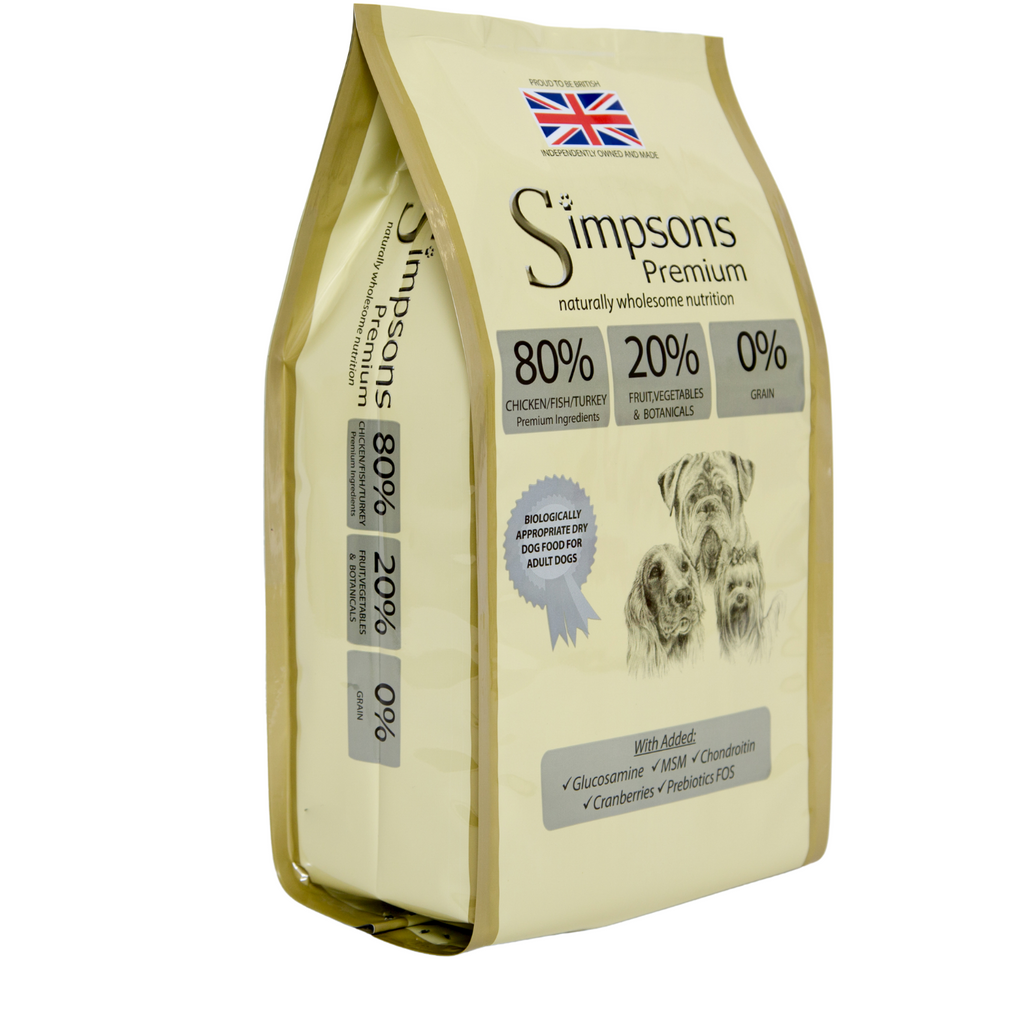 Simpsons Premium| Adult Dog Dry- Chicken/ Fish/ Turkey- Grain Free- 12kg