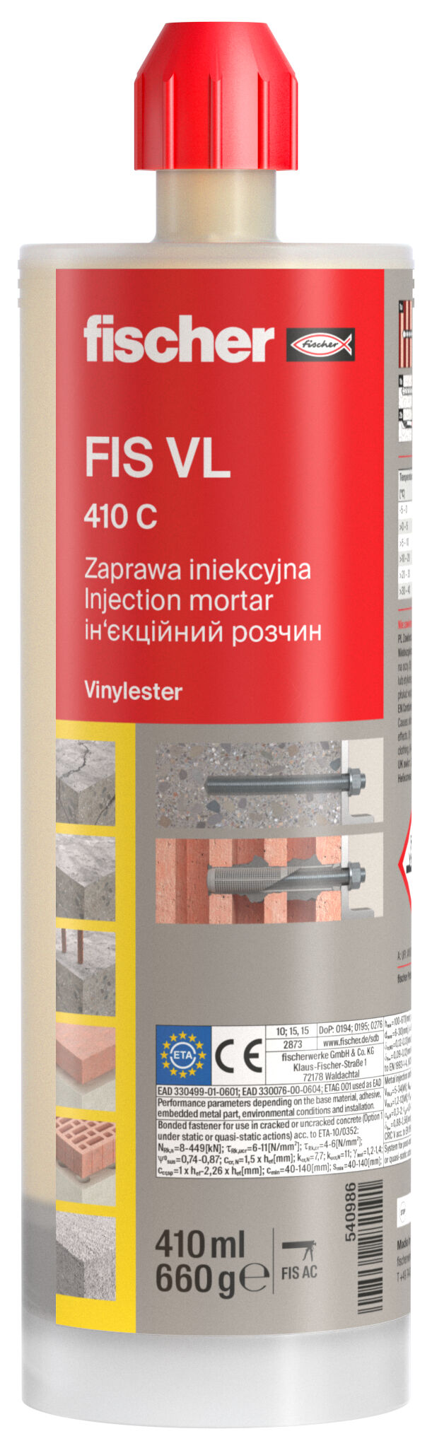Fischer| FIS VL 410 C Injection Mortar| 410ml