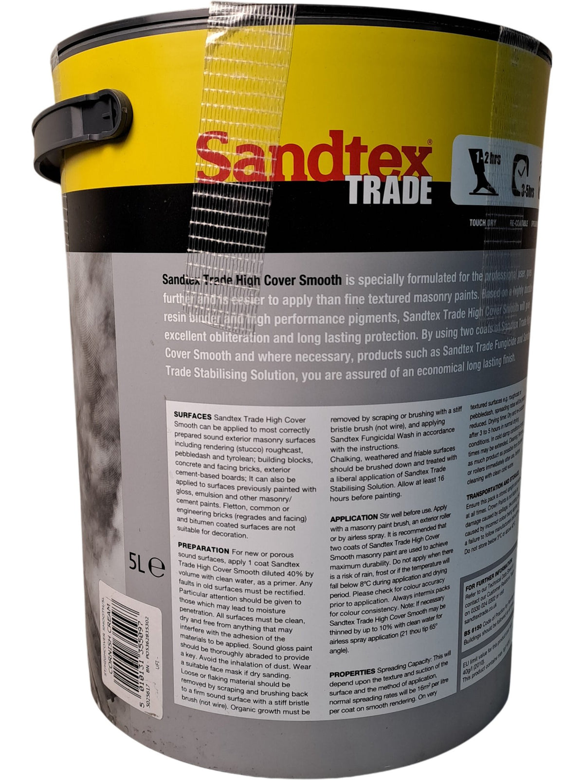 Sandtex | High Cover Smooth Paint | Cornish Cream | 5L
