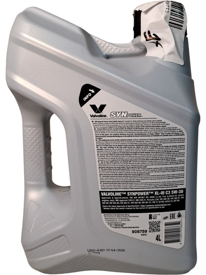 Valvoline | Synthetic SynPower XL-III C3 5W-30 Engine Oil | 4L