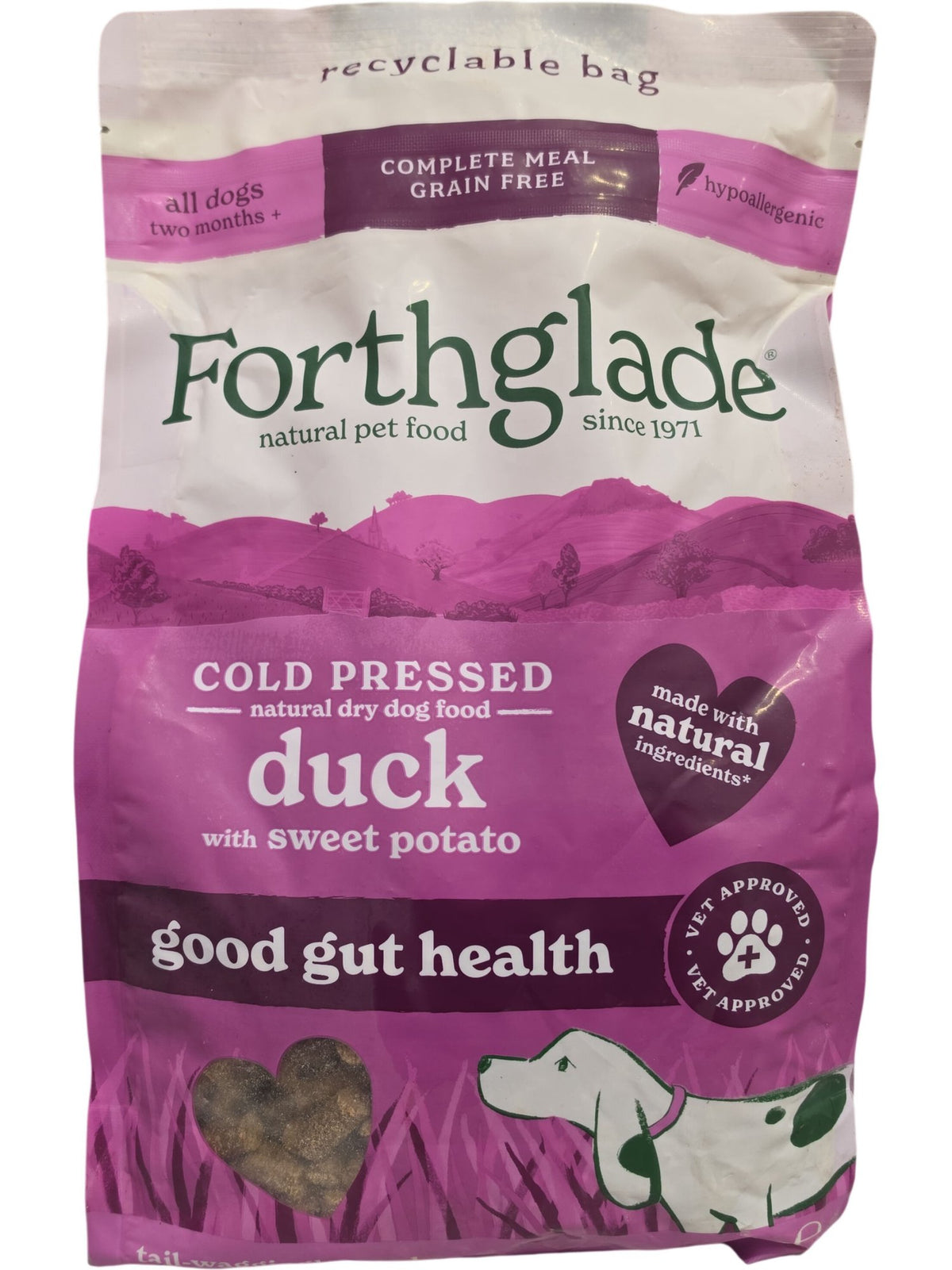 Forthglade | Cold Pressed Natural Dry Dog Food | Duck with Sweet Potato | 2kg