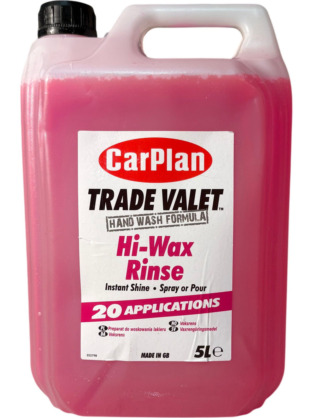 CarPlan Trade Valet Hi-Wax Rinse 5L