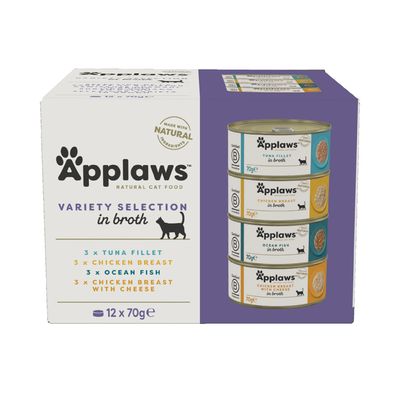 Applaws Wet Cat Food Mixed Multibuy 12 X 70g - Mixed Selection in Broth