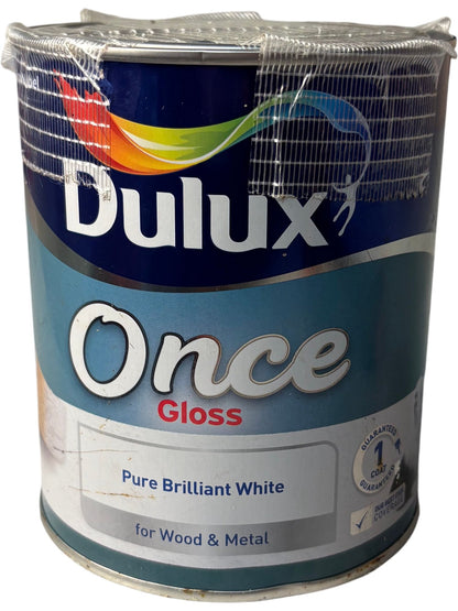 Dulux Once Gloss Paint Pure Brilliant White 750ml