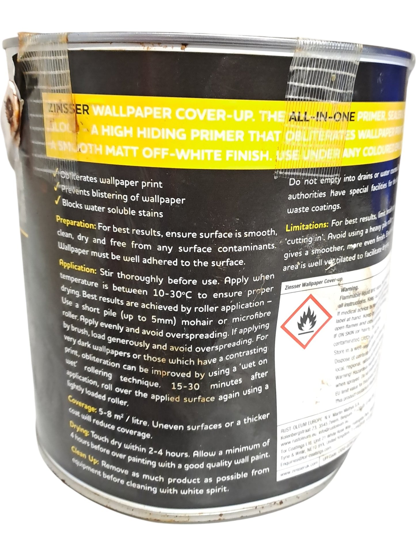 Zinsser | Wallpaper Cover-Up | 3-in-1 Primer Sealer | 2.5L