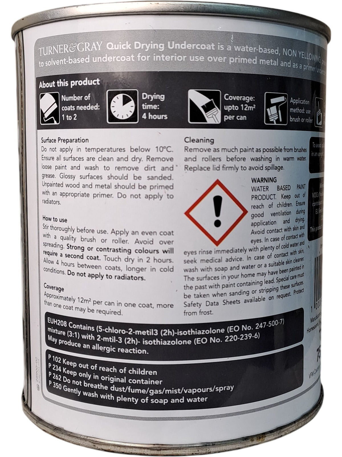 Turner & Gray | Quick Dry Undercoat | Brilliant White | 750ml