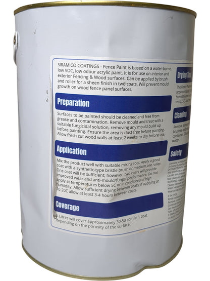 Siramico Coatings | Fence Paint | Eco Resin Technology | 5L