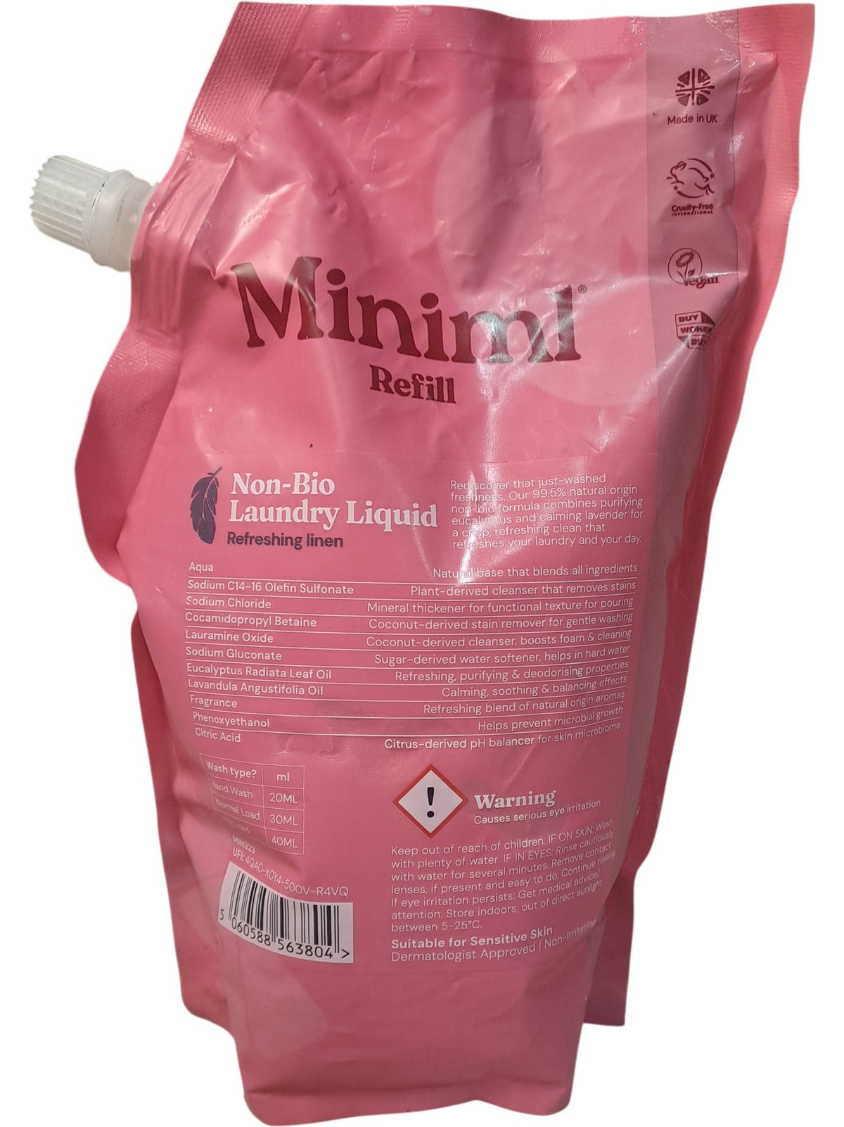 Miniml | Non-Bio Laundry Liquid Refill | Refreshing Linen | 2L