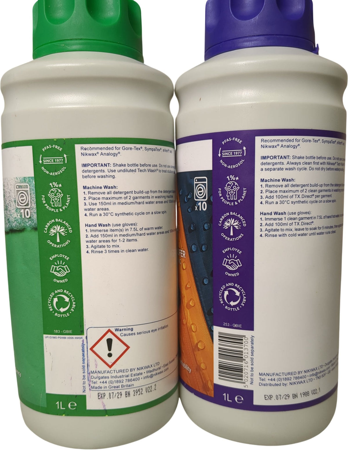 Nikwax | Tech Wash & TX.Direct | 1L Each