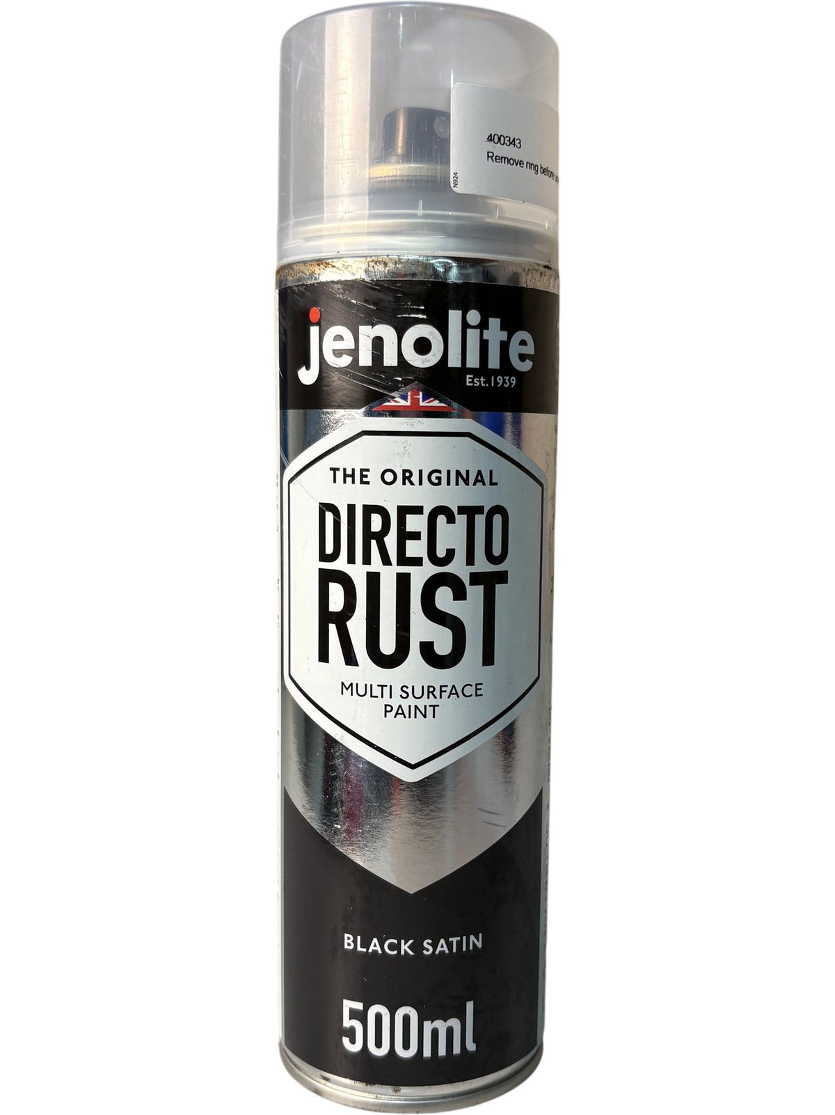 Jenolite Direct to Rust Multi Surface Paint Black Satin 500ml