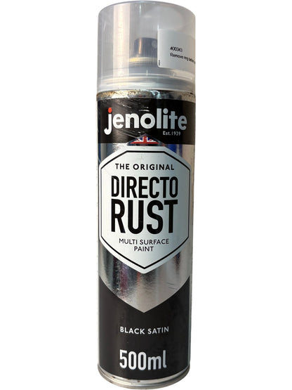 Jenolite Direct to Rust Multi Surface Paint Black Satin 500ml