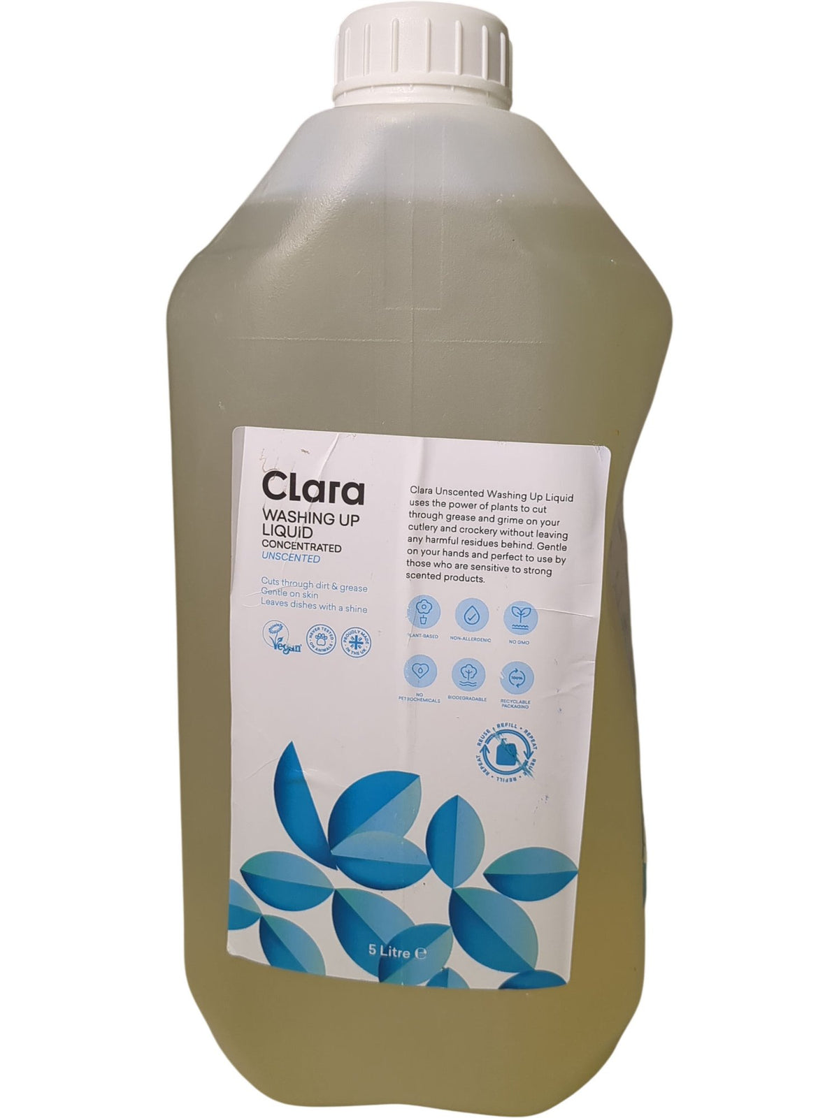 Clara | Washing Up Liquid | Unscented Concentrated | 5L