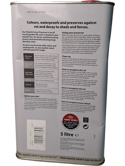 Ronseal | Shed & Fence Preserver | 5L