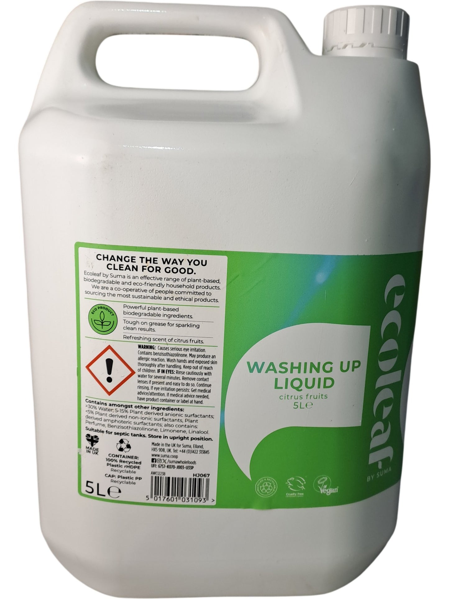 Ecoleaf | Washing Up Liquid | Citrus Fruits | 5L