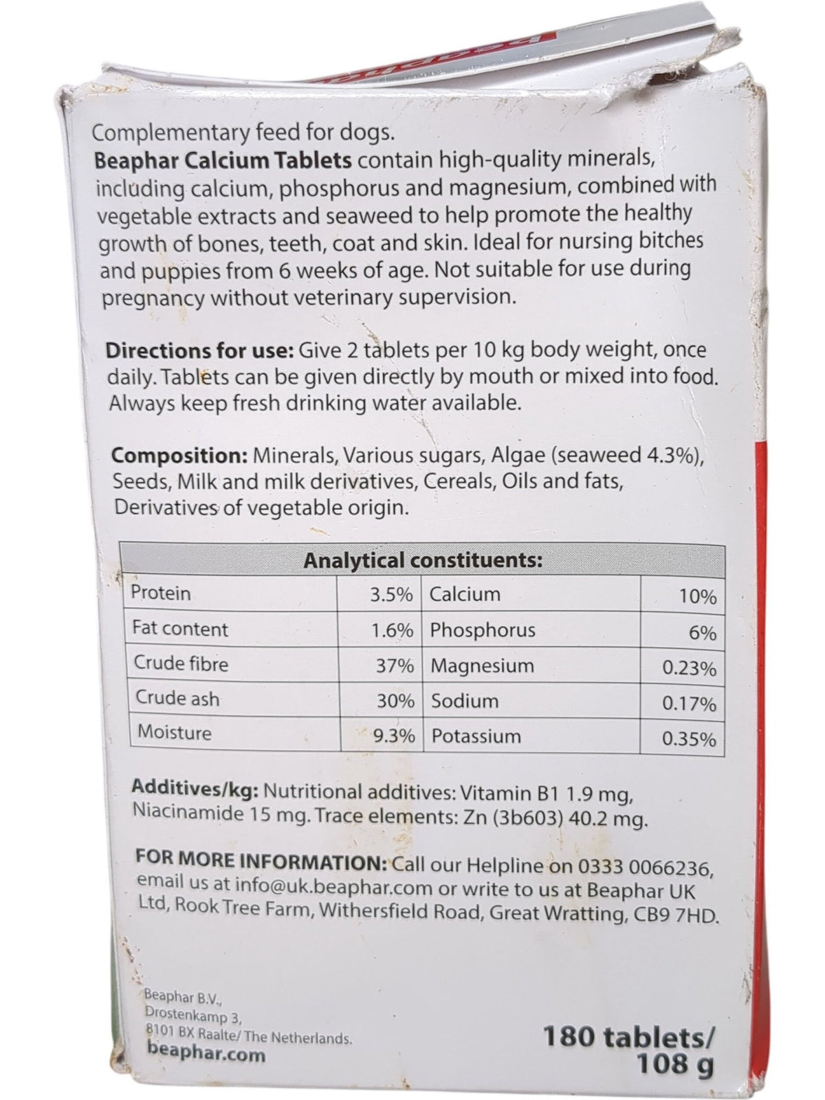 Beaphar | Calcium Tablets | 180 Tablets | 108g