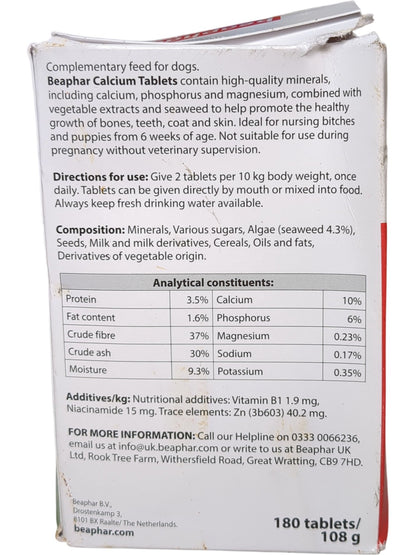 Beaphar | Calcium Tablets | 180 Tablets | 108g