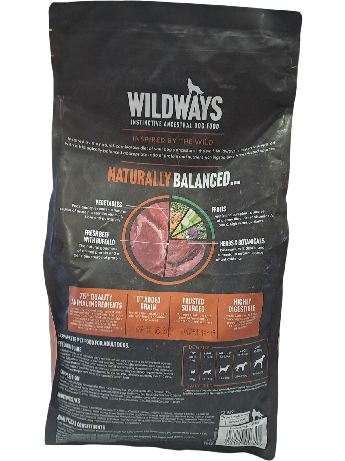 Wildways | Instinctive Ancestral Dog Food | Fresh Beef with Buffalo | 2KG