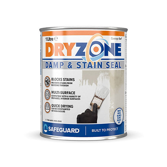 Safeguard|Dry Zone| Damp & Stain Seal| White| 1L