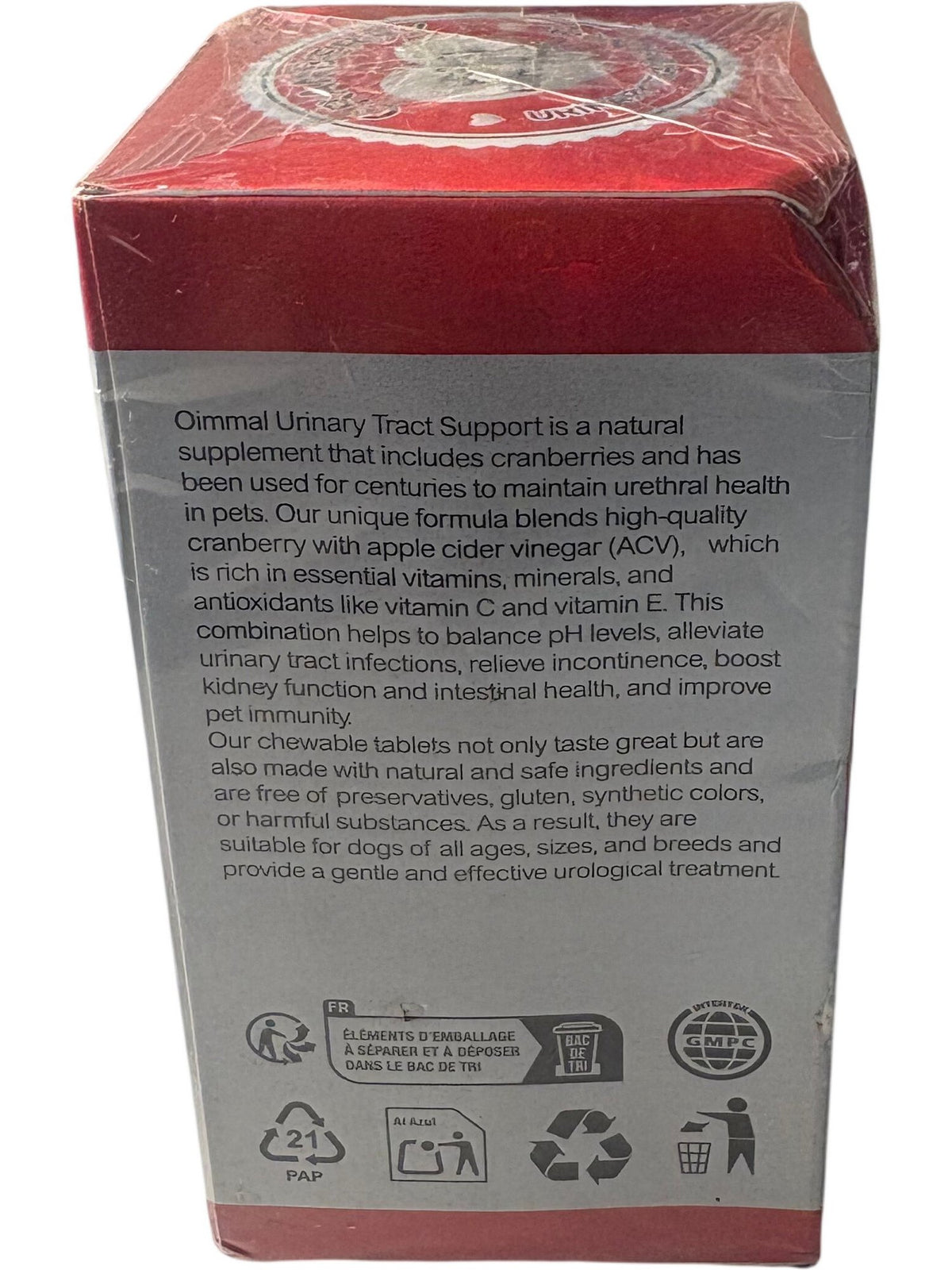 Oimmal Urinary Tract Support Cranberry 180 Chewable Tablets