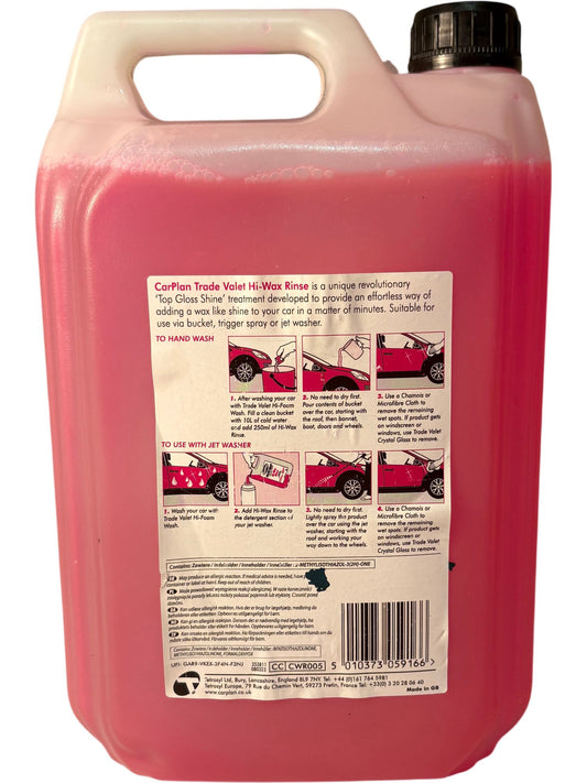 CarPlan Trade Valet Hi-Wax Rinse 5L