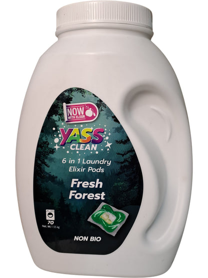 Yass Clean | 6 in 1 Laundry Elixir Pods | Fresh Forest | 1.55kg