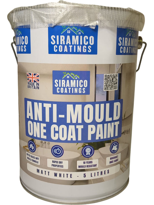 Siramico Coatings | Anti-Mould One Coat Paint | Matt White | 5 Litres