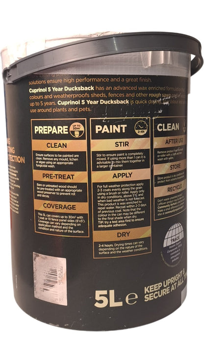 Cuprinol | Ducksback Shed & Fence Treatment | Autumn Brown | 5L