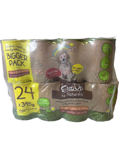 Step Up to Naturals Dog Food Variety Pack Two Packs 395g x 24